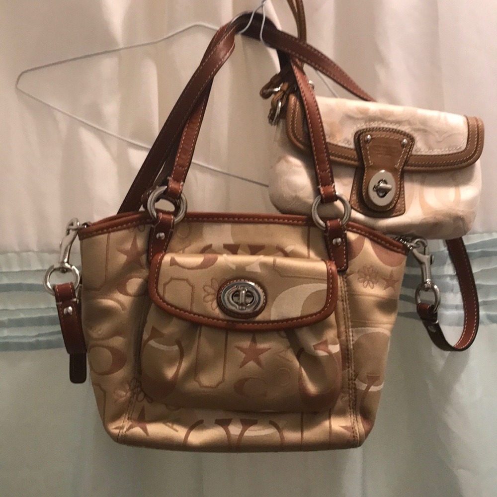 Authentic Coach purse and matching wristlet.